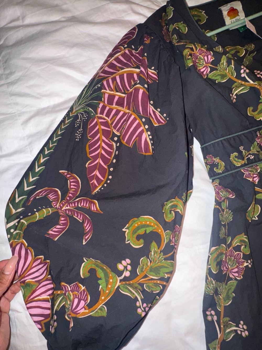 FARM Rio Black Dress with Pink & Green Floral Embroidery - Picture 2 of 8